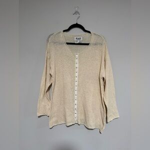 Flax Cream Open Knit Snap Down Lightweight Cardigan Size Small/Medium Beach